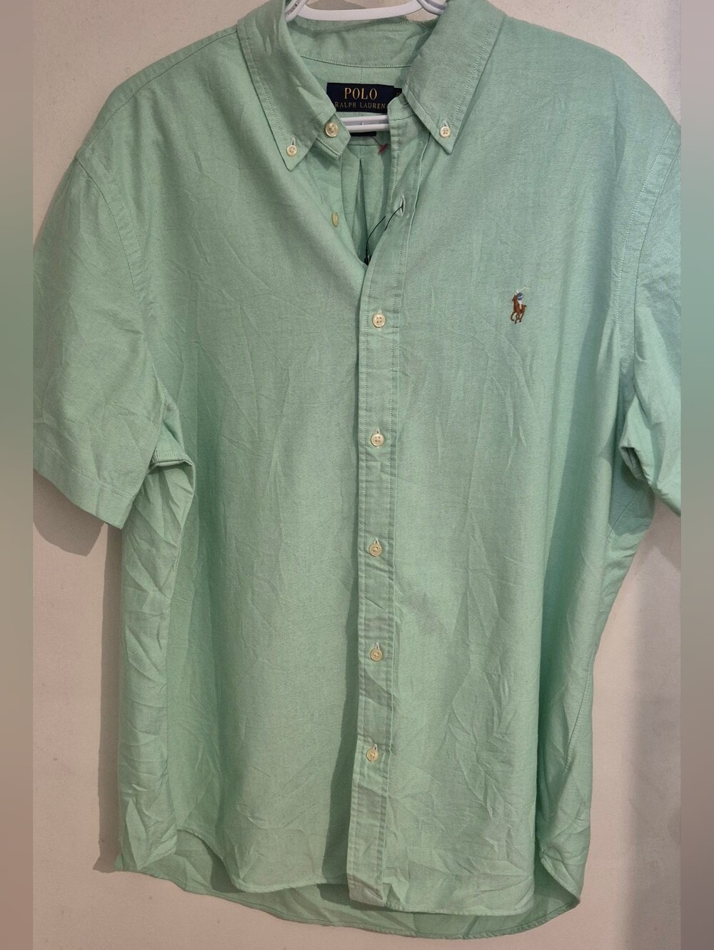 Ralph Lauren Mint Green Short-Sleeve Oxford Shirt Sz.XL NWT